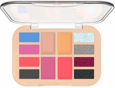 Emijun Eyeshadow Highlighter Blusher Palette 12 Pigmented Matte & Shimmer Shades 16.5 g(MULTI COLOR)