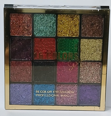 BLUEMERMAID Smudge proof 16 color glitter eyeshadow High sparkle glitter eye makeup palette 25 g(MULTI COLOR)
