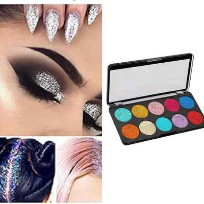 BLUST&FAMME 10color glitter eyeshadow palette pack of 1 10 g(Multicolor)