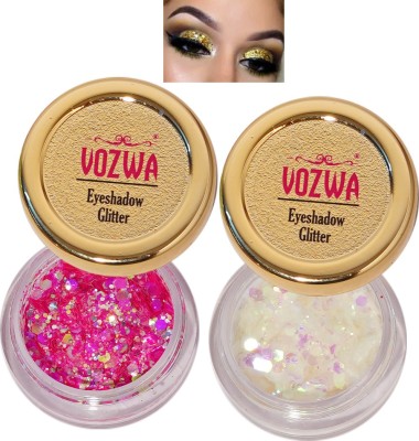 VOZWA Thik & Thin Chunky Eyeshadow Glitter (Pink + White) for Eye Makeup 10 g(Pink + White)