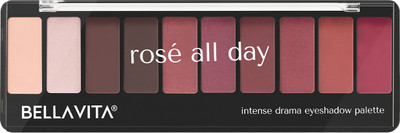 Bellavita Intense Drama Eyeshadow Palette with Brush | 10 Colors | Highly Pigmented 10 g(Rosé All Day)