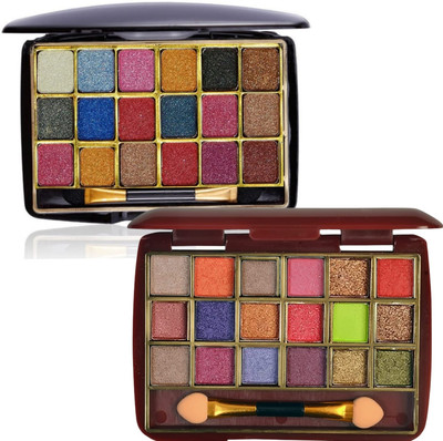 WECHARMERZ 2pcs Waterproof Matte & Shimmer Eyeshadow Palette For Women 20 g(Multicolor)