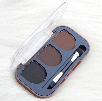 MYEONG 3 Color Eyebrow Powder Cake Palette With 2 in 1 Brush 9 g(Smoky Eyes)