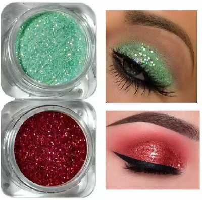 GFSU - GO FOR SOMETHING UNIQUE New Glitter Loose Shimmer Multi use Eye Shadow Glitter Powder 4 g(green, red)