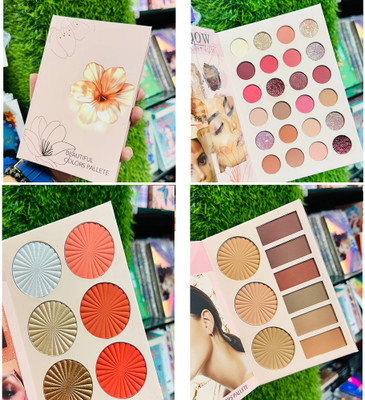 NYLI Professional 3 Pages 4 IN 1 Makeup Book- highlighter, blusher, eyeshadow, contour & concealer 250 g(Multicolor)