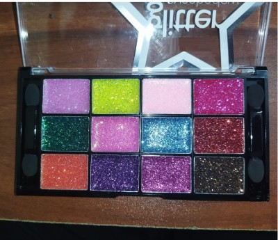 ADJD Glitter Eyeshadow Pressed and Highly Pigmented Long Lasting Makeup Palette 12 g(MULTI COLOR)