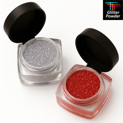 TTT Eyeshadow Glitter Powder Pack Of 2 Silver & Red 4 g(Silver, Red)