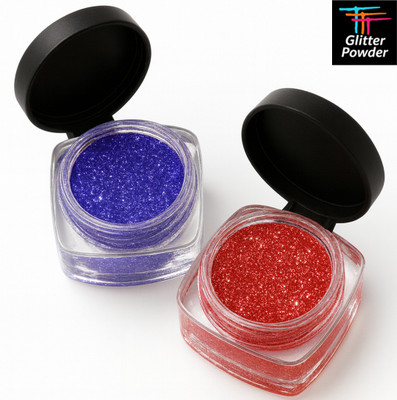 TTT Eyeshadow Glitter Powder Pack Of 2 White and Black 3 g(Red, Blue)