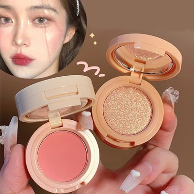 Jiwoo 3 in 1 Face Blusher + Highlighter with Mini Compact Travel Friendly Palette 8 g(MULTICOLOUR)