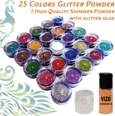vizo Fine, Even Particles, Long lasting Shimmer & Multicolor Glitter Powder Eyeshadow 35 g(Multicolor)