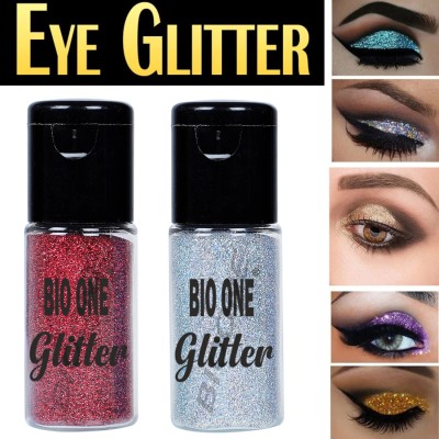 BIOONE Holographic Loose Glitter Makeup Eyeshadow (Red + Silver) 20 g(Red + Silver)
