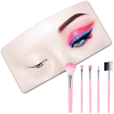 Miss Hot 3D Makeup Practice Face Board Makeup Artist Board & 5 Pc Makeup Brush 200 ml(Multicolor)