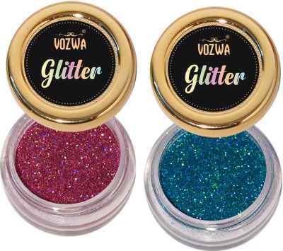 VOZWA Eyeshadow Holographic Glitter Eye Makeup (Pink + Sky Blue) 8 g(Pink + Sky Blue)