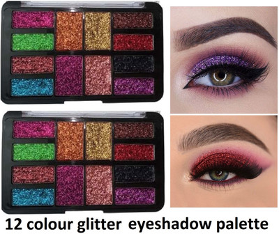 Latixmat Glitter Eyeshadow Pallet Glitter 12 Colors Sparkle Eyeshadow Palette For Women 36 g(Multicolor)