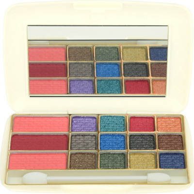 Clamy Professional 12 Colors Shimmery Eyeshadow With 3 Colors Matte Blusher Palette 10 g(Shade 2)