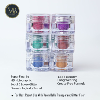 Veoni Belle Mettalic Eye Glitters Set of 6 HD Holographic eyeshadow eye makeup (DARK SHADE) 5 g(Multi Color)