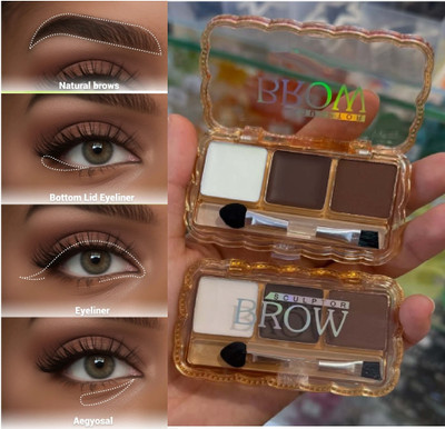 tanvi27 Waterproof and Sweat-Proof Natural Long-Lasting Eyebrow Powder Compact 3 g(Multi Color)