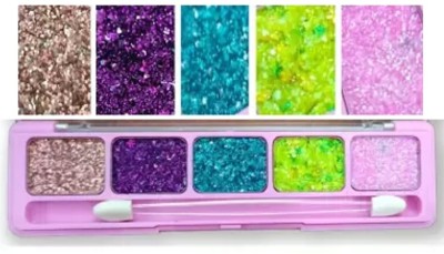 HUZURLU 5 shades Glitter Summer Kiss Eye shadow Palette 10.8 g(multi color)