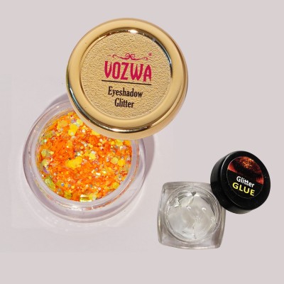 VOZWA Yellow Mix Chunky Eyeshadow Glitter With Glitter Glue 10 g(Yellow Mix)