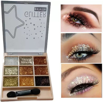 Yuency Eyeshadow Palette 9 Colors Cool Toned Matte Glitter Eyeshadow 9 g(MULTI COLOR)