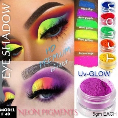 TRUOM Fluorescent Eye Shadow With Uv-Light Effects Pigment Neon Combo Set 30 g(GLOW IN PART UV-LIGHTS)