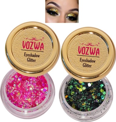 VOZWA Thik & Thin Chunky Eyeshadow Glitter (Pink + Black Mix) for Eye Makeup 10 g(Pink + Black Mix)