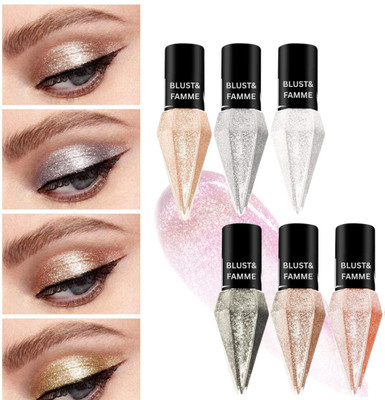BLUST&FAMME Liquid Eyeshadow Non-Transfer & Insta Dry Metallic & Shimmery Finish 6sx 12 g(multi)
