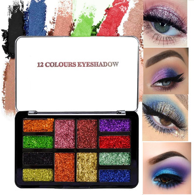 Jiwoo 12 Color Shimmery Eyeshadow Palette | Bold Look, Long-Lasting Pigments 18 g(MULTI COLOR)
