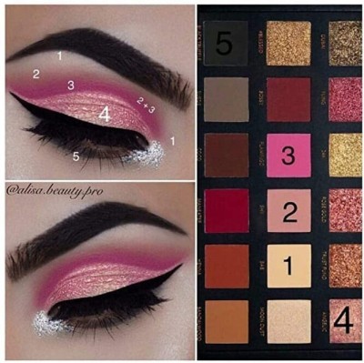 TALCHARDS 18Color Rose Gold Eyeshadow Palette Shimmer & Black with Mirror 20g (Rose Gold 20 g(rose gold, black)