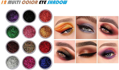 REIMICHI 12 MULTI COLOUR MINI GLITTER EYE SHADOW CAN BE USED AS NAIL ART(MULTICOLOR)