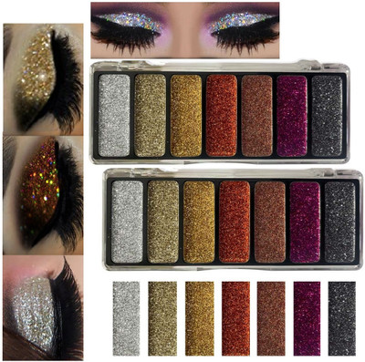 tanvi27 Pro Shimmer Glitter Eyeshadow Palette Set 7 Color Eye Shadow Makeup Kit 44 g(MULTI COLOR)