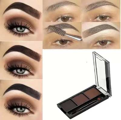 AFARAXIA 3 Shades Eyebrow Palette Waterproof Eyebrow Filler with Brush 7.2 g(multi colour)