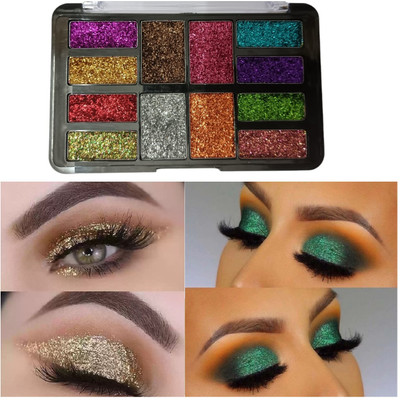 Latixmat Glitter Eye shadow High Sparkle Glitter Makeup Eyeshadow 18 g(Multicolor)