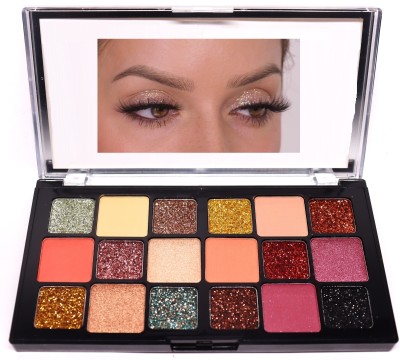 Arcanuy Shimmer And Shine Eyeshadow Pressed Powder Palette With Glitter 18 g(MULTICOLOR)