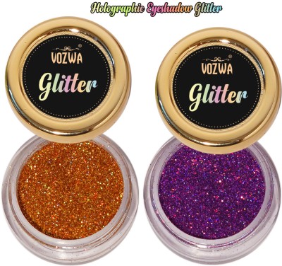 VOZWA Golden + Purple Holographic Eye Shadow Makeup Glitter 8 g(Golden + Purple)