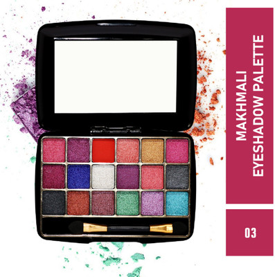 Half N Half 18 Shimmery Colors Makhmali Eyeshadow with Brush & Mirror in Palette 12.8 g(Mutlicolor-03)