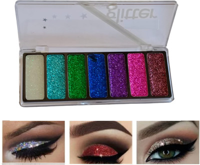 tanvi27 Pressed And Highly Pigmented Colors Shimmery Finish 7 Color Glitter Eyeshadow 11.26 g(MULTI COLOR)