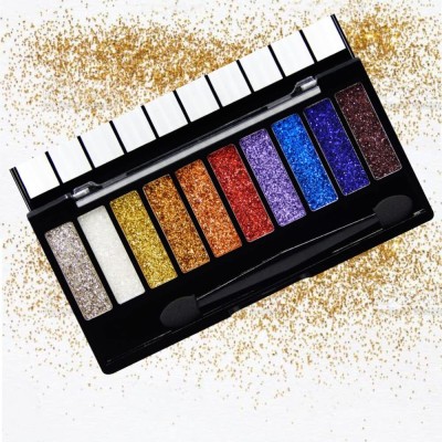 sherin 10 Color Glitter | Glitter Eyeshadow Palette | Glitter Powder Eyeshadow Palette 15 g(Multicolor)