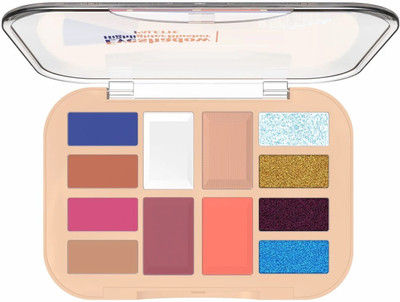 THTC Eyeshadow Highlighter Blusher Palette 12 Pigmented Matte & Shimmer Shades 16.5 g(Multicolor)