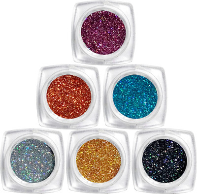 BIOONE Rainbow Sparkle Eyeshadow Powder Palette 9 g(Golden + Silver + Grey + Copper + Sky Blue + Pink)