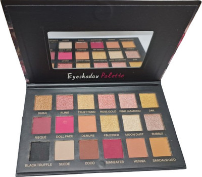 Subaxo Eyeshadow Palatte With Matte And Shimmer Shades 18 Colours 18 g(black, rose gold, 24K gold)