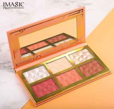 IMagic New 6-color Hybrid Highlight Blush contour Palette 150 ml(Multicolor)