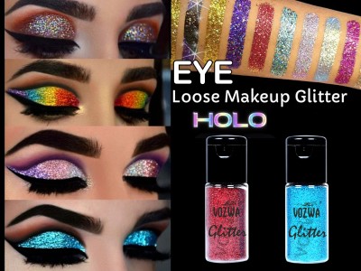 VOZWA Holographic SPARKLING EYES Loose Glitter Eyeshadow (Red + Sky Blue) 20 g(Red + Sky Blue)