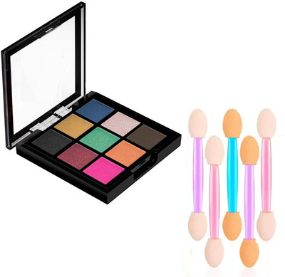 WECHARMERZ 9 Colors Eyeshadow Palette Long Wearing Eye Makeup Palette With Eye Shadow Brush 6 g(Multicolor)