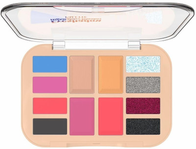 FLORERO Eyeshadow Highlighter Blusher Palette 12 Pigmented Matte & Shimmer Shades 16.5 g(MULTI COLOR)
