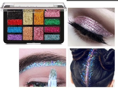 BLUEMERMAID Sparkle Glitter Shimmer Eye Shadow Highly Pigmented Long Lasting Makeup Palette 18 g(MULTI COLOR)