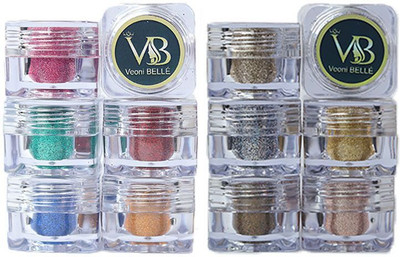 Veoni Belle Eyeshadow Glitters Set of 12 HD Holographic eyeshadow eye makeup professional 5 g(Multicolor)