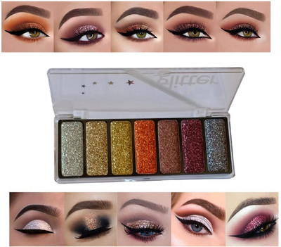 Emijun Shimmer Glitter Eyeshadow Palette Set 7 Color Eye Shadow Makeup . 11.26 g(Multi color)