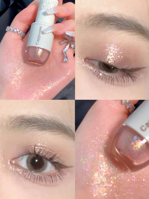 Cappuvini Starry Liquid Eyeshadow & Highlighter | 6 Rose-Toned Shades | Long-Lasting Glow 4 g(Peach Pink Gold)
