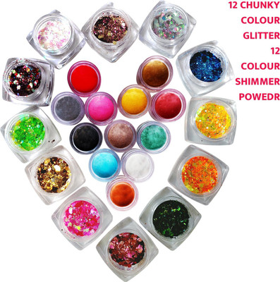 vizo Multicolor Eye-shadow 12 Color Chunky Glitter, 12 Color Shimmer Powder 30 g(Multicolor)